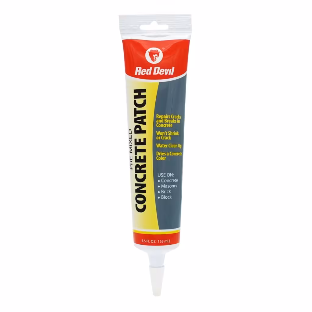 Red Devil 0645 Concrete Repair Patch, Cement Crack Filler, 5.5 Oz Squeeze Tube, Pre-Mixed, Pack of 1, Gray, Made in USA