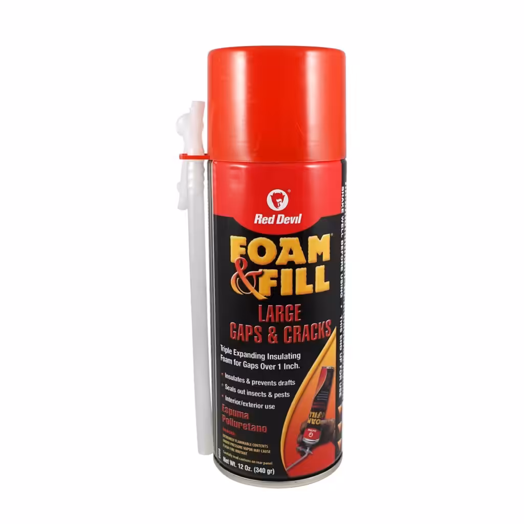 Red Devil 0909 Spray Foam, Fill Large Gaps &amp; Cracks Expanding Insulation Polyurethane Foam Sealant, 12 Oz, Off White