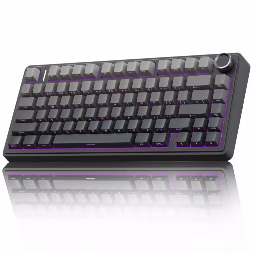 AULA F75 Pro Wireless Mechanical Keyboard,75% Hot Swappable Custom Keyboard with Knob,RGB Backlit,Pre-lubed Reaper Switches,Side Printed PBT Keycaps,2.4GHz/USB-C/BT5.0 Mechanical Gaming Keyboards