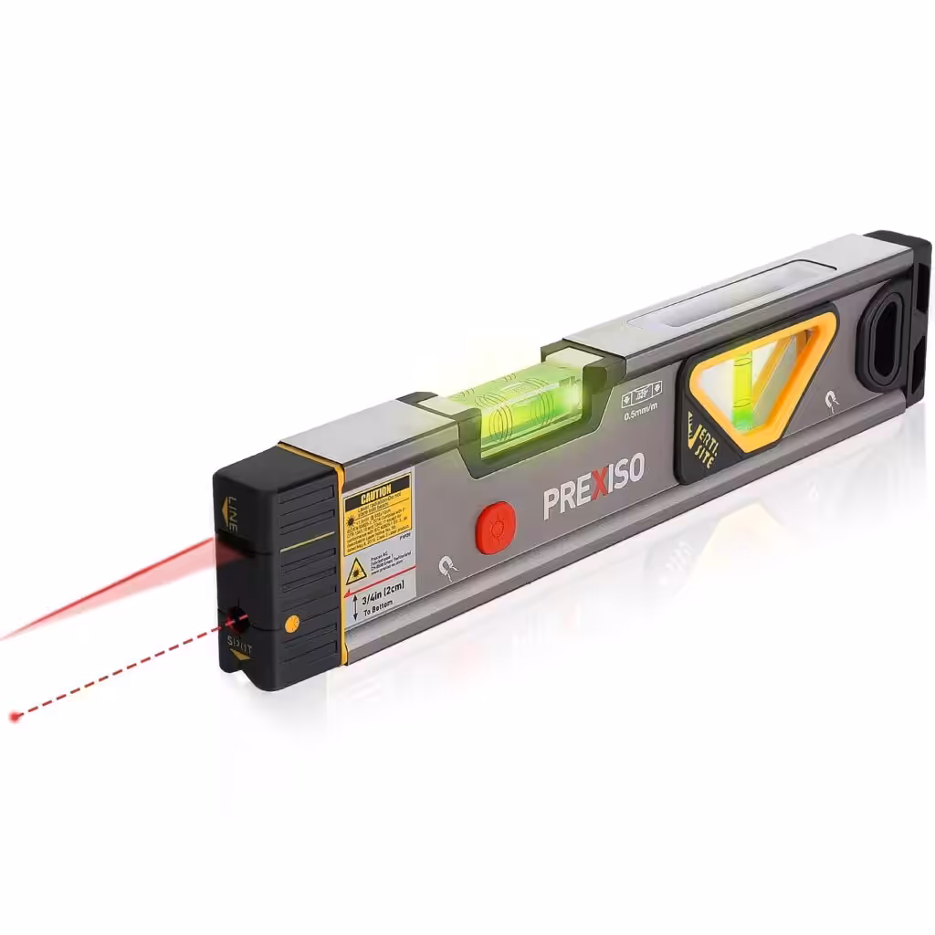 PREXISO 2-in-1 Laser Level 12 in Spirit Level with Light, 100Ft Alignment Point &amp; 30Ft Leveling Line, Magnetic Laser Leveler Tool for Construction Picture Hanging Wall Writing Painting Home Renovation