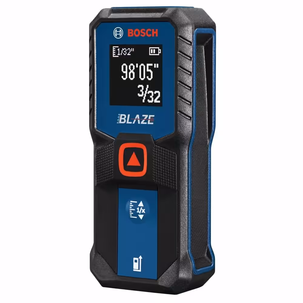 BOSCH GLM100-23 100 Ft Blaze Laser Distance Measure, Includes 2 AA Batteries, Distance Measuring Laser