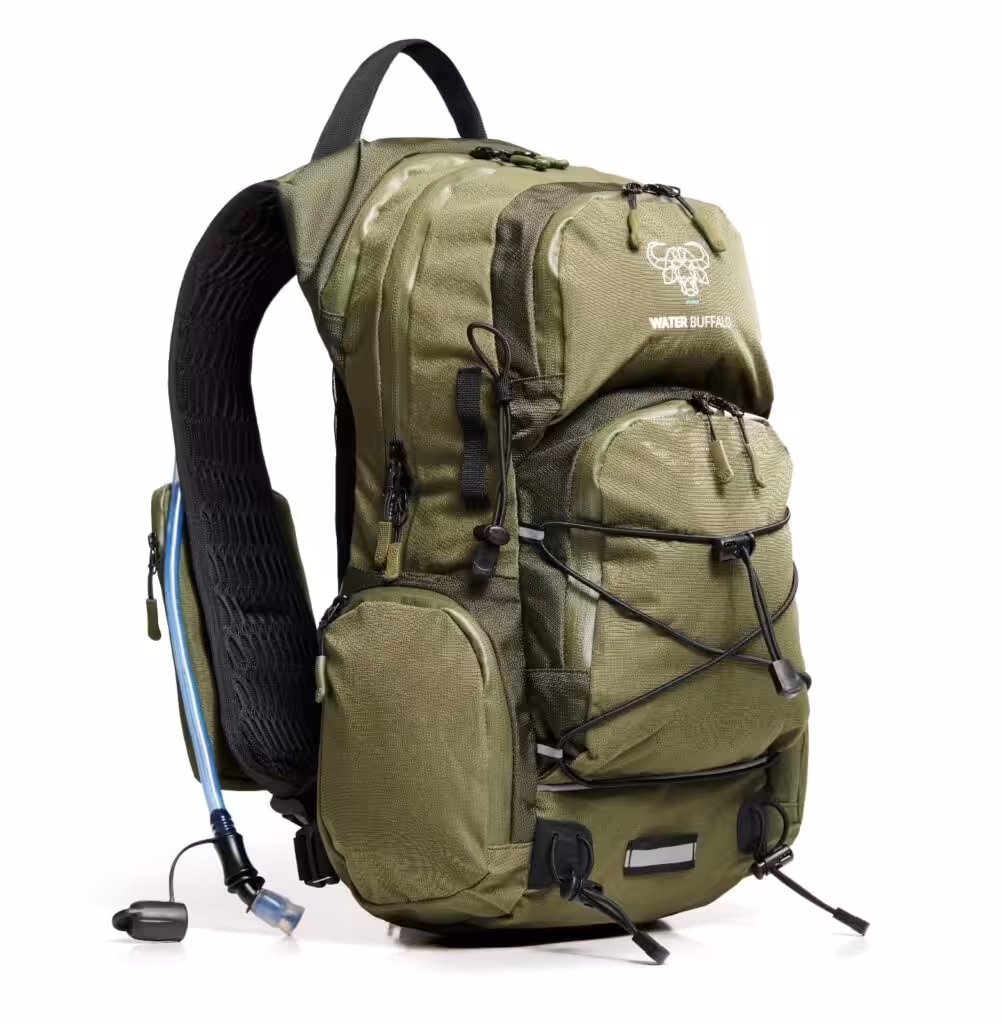 Water Buffalo Hydration Backpack - Sherpa 22L Hiking Backpack with Water Bladder - Water Backpack for Hiking with Waterproof Zippers, Phone &amp; Pole Holders