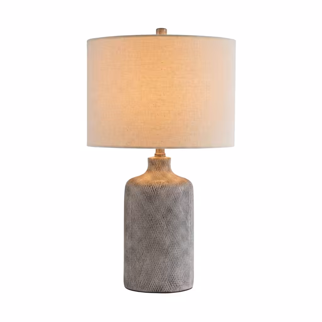 Signature Design by Ashley Linus Modern 25" Ceramic Table Lamp, Natural Stone Finish