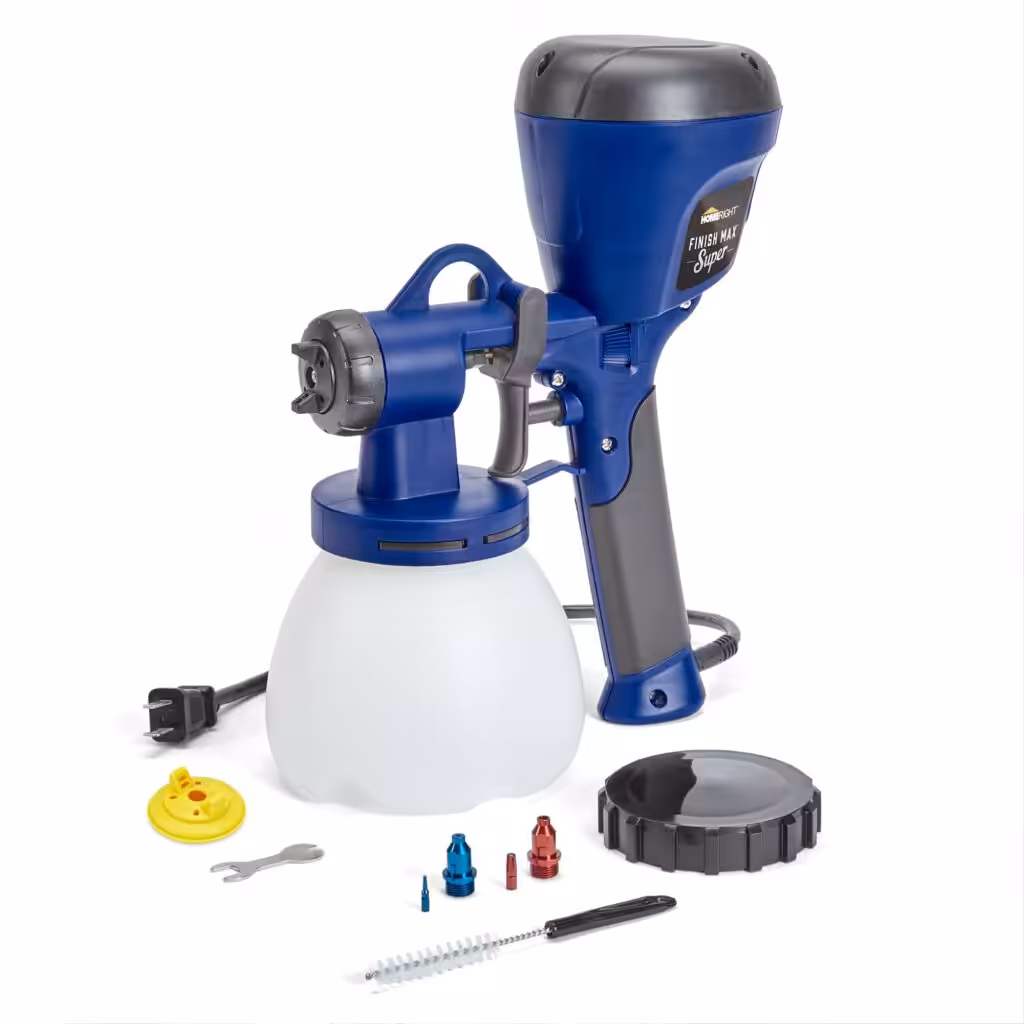 HomeRight C800971 Super Finish Max, Includes 3 Brass Spray Tips, 3 Spray Patterns, Easy to Clean HVLP Paint Sprayer, Great for Furniture, Cabinets, Trim &amp; More, Sprays Stains, Sealers &amp; Latex Paints