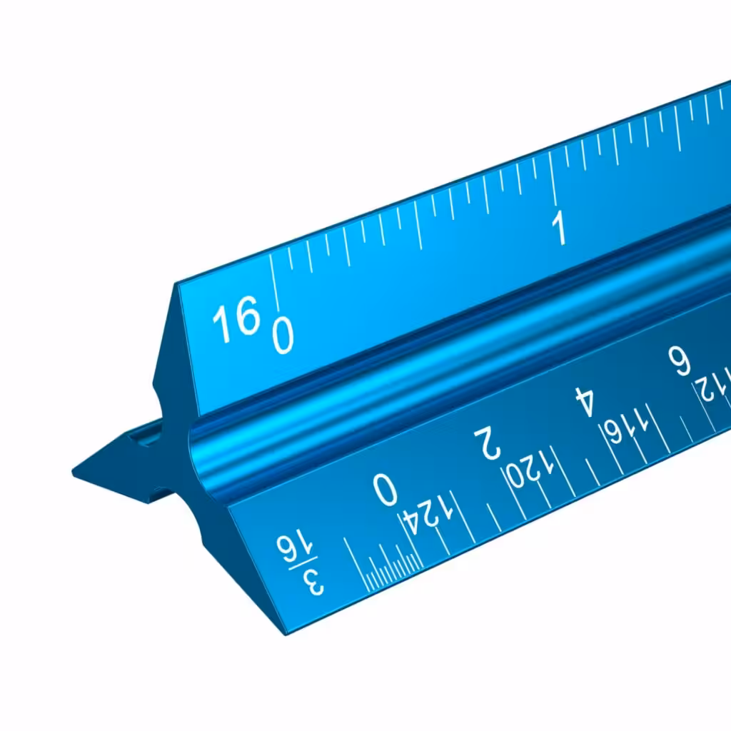 Rena Chris Architectural Scale Ruler: 12" Imperial Aluminum Alloy Metal Architecture Measuring Tools, Engineering Drafting Construction Drawing Blueprints Triangular Architect Scaling Rulers 12 Inches
