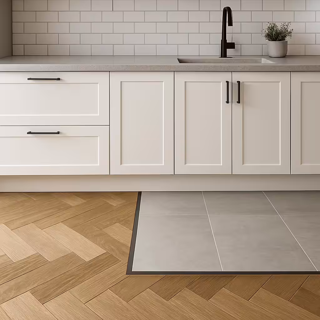 Compact Kitchen Backsplash Requirement Audit Ideas - flooring and material transition