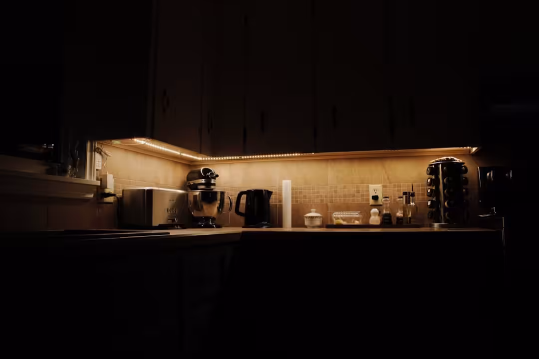 Task lighting zone for counters and appliances