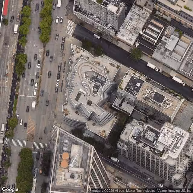Aerial view of the Hudson River Museum showcasing its architecture and surroundings