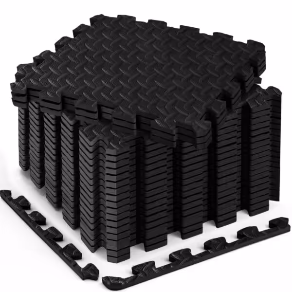 18pcs Puzzle Exercise Mat, 12.6"x12.6"x0.4", 18sqft EVA Interlocking Foam Floor Tiles, Protective, Water-Resistant Flooring for Home Gym & Workout Equipment
