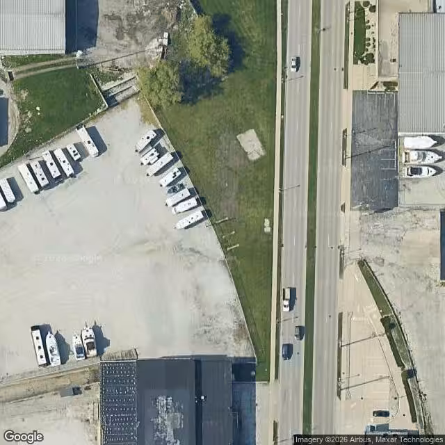 Aerial view of a notable Frank Lloyd Wright House in Kenosha