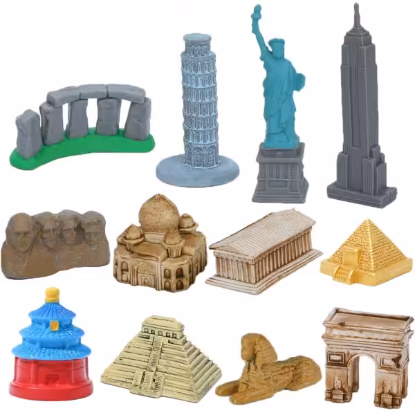 ONEST 12 Pieces Mini World Building Model Playsets Famous Architecture Figurines
