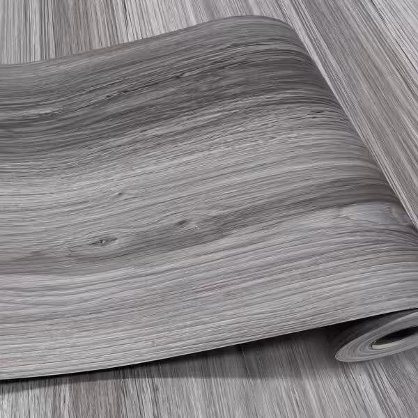 Wood Grain Peel and Stick Floor Tiles – 11.8” Width, Full Roll Length of 118" – Versatile Design for Any Space, Grey Self Adhesive Vinyl Flooring, Waterproof and Non-Slip Features