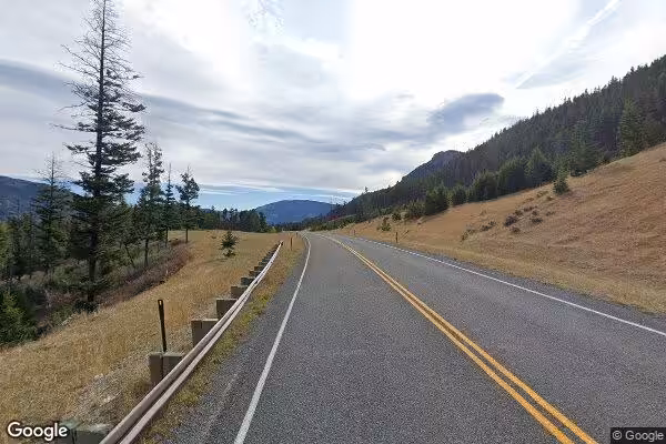 Street view image showing a road in Yellowstone National Park