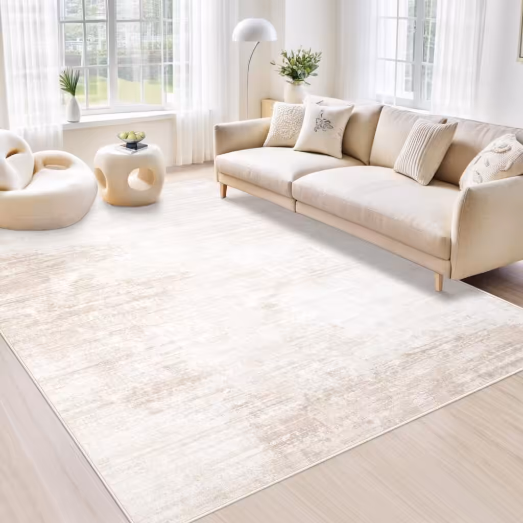 Area Rugs 6x9 Living Room: Washable Rug Modern Abstract Large Rug Soft Non Slip Neutral Rugs Stain Resistant Indoor Carpet for Bedroom Kitchen Dining Room Table Nursery Home Office Rugs(Beige,6