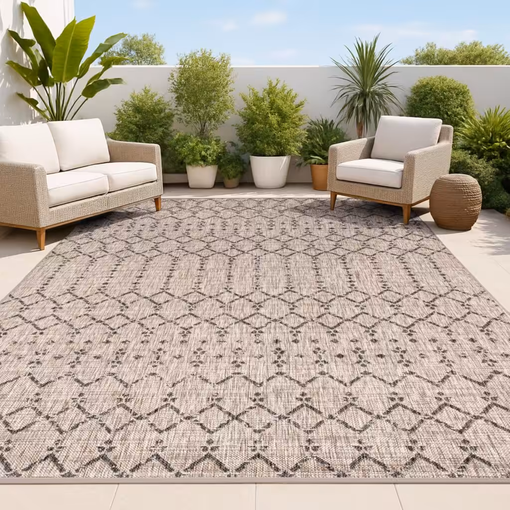 JONATHAN Y Moroccan Geometric Indoor Outdoor Area Rug 8X10 Natural/Black