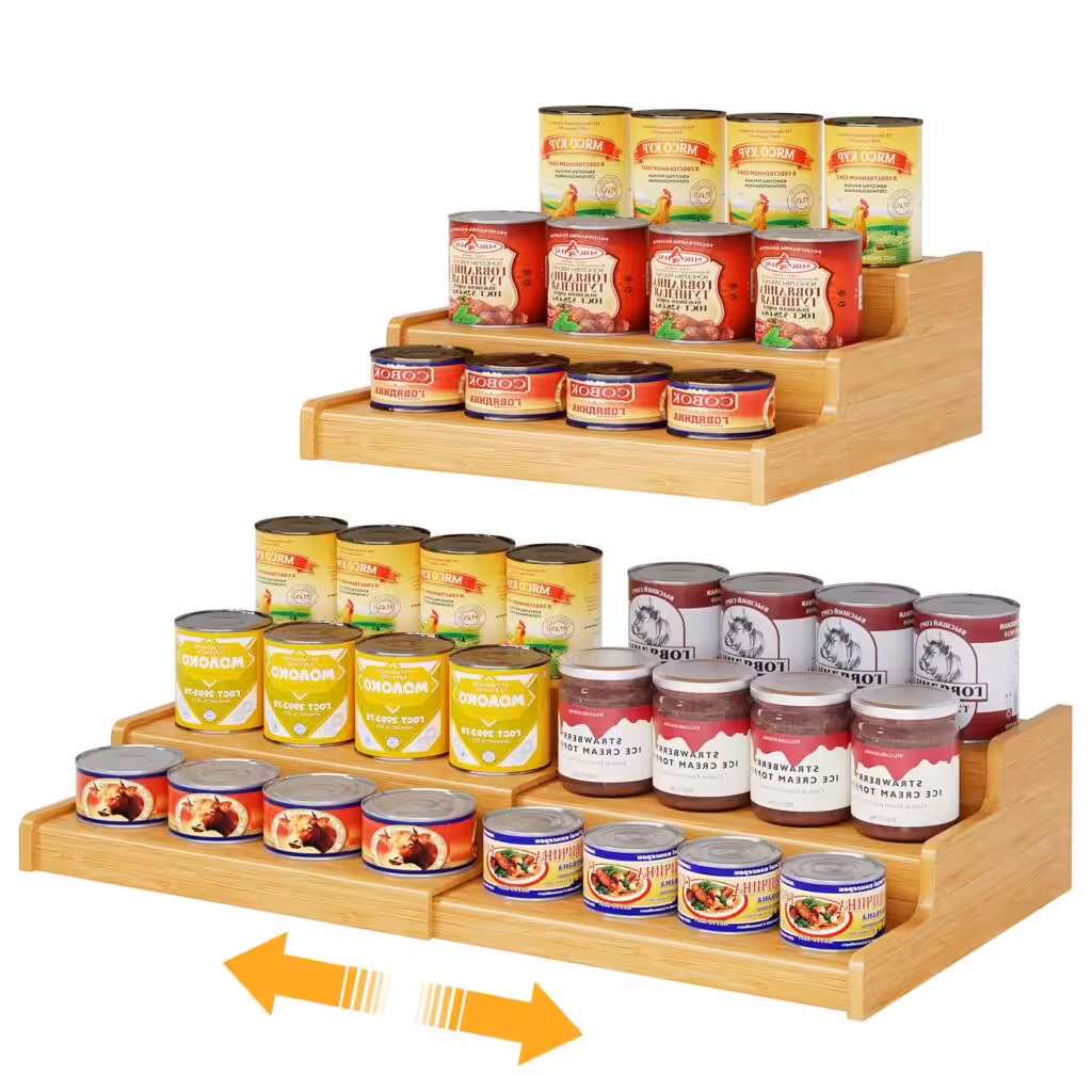 Expandable Bamboo Can Rack Organizer