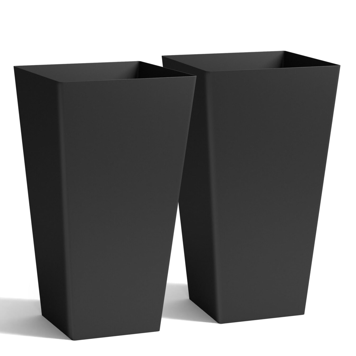 Worth Garden 20" Tall Planters Set of 2 – Large Black Tapered Plastic Flower Pots