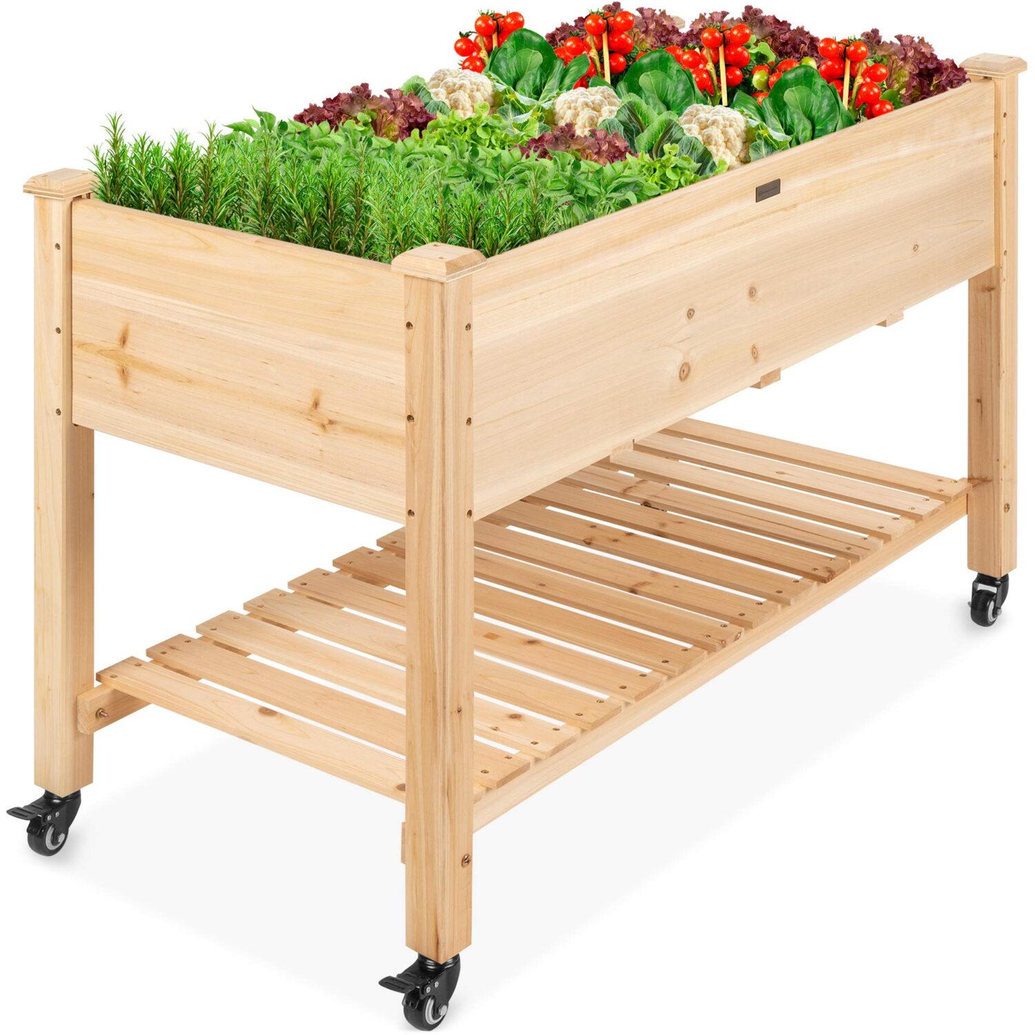 Best Choice Products Raised Garden Bed 48x24x32-inch Mobile Elevated Wood Planter