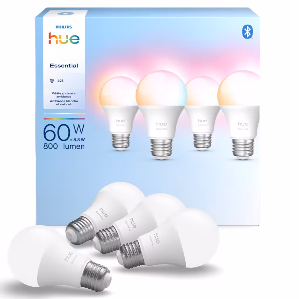 Philips Hue Essential Smart LED A19 Bulb 4-Pack