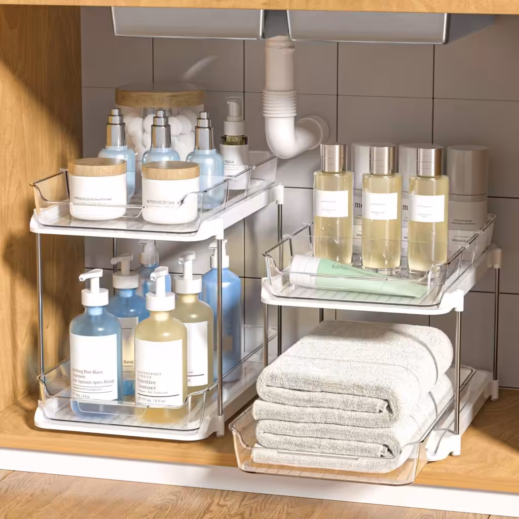 Delamu 2-Tier Multi-Purpose Bathroom Under Sink Organizers and Storage
