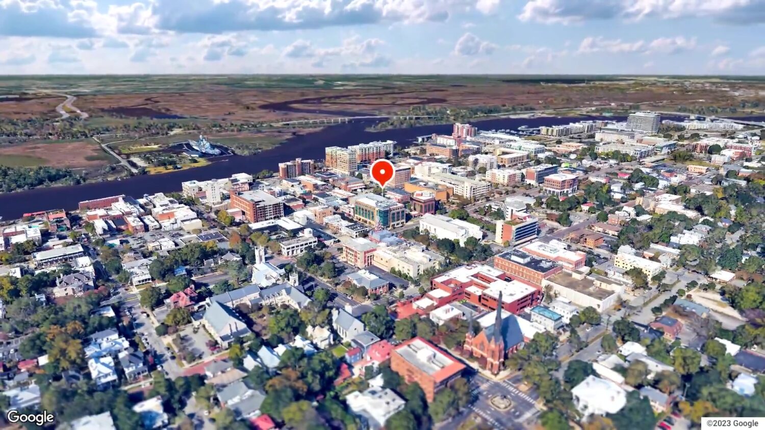 Aerial angle capturing a primary filming location for The Summer I Turned Pretty.