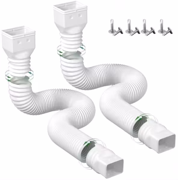2 Pack Rain Gutter Downspout Extensions Flexible,Drain Downspout Extender Connector 21