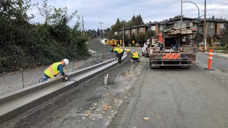 Concrete curb and gutter installation