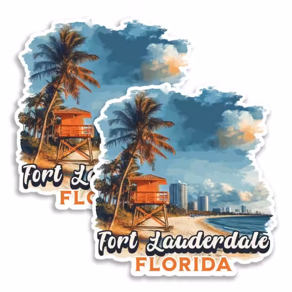 Fort Lauderdale Beach Florida Fridge Magnet 4 Inch 2-Pack Vinyl ID44999