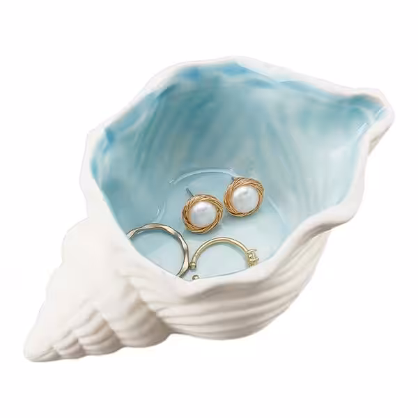 NBEADS Conch Shape Ceramic Jewelry Tray