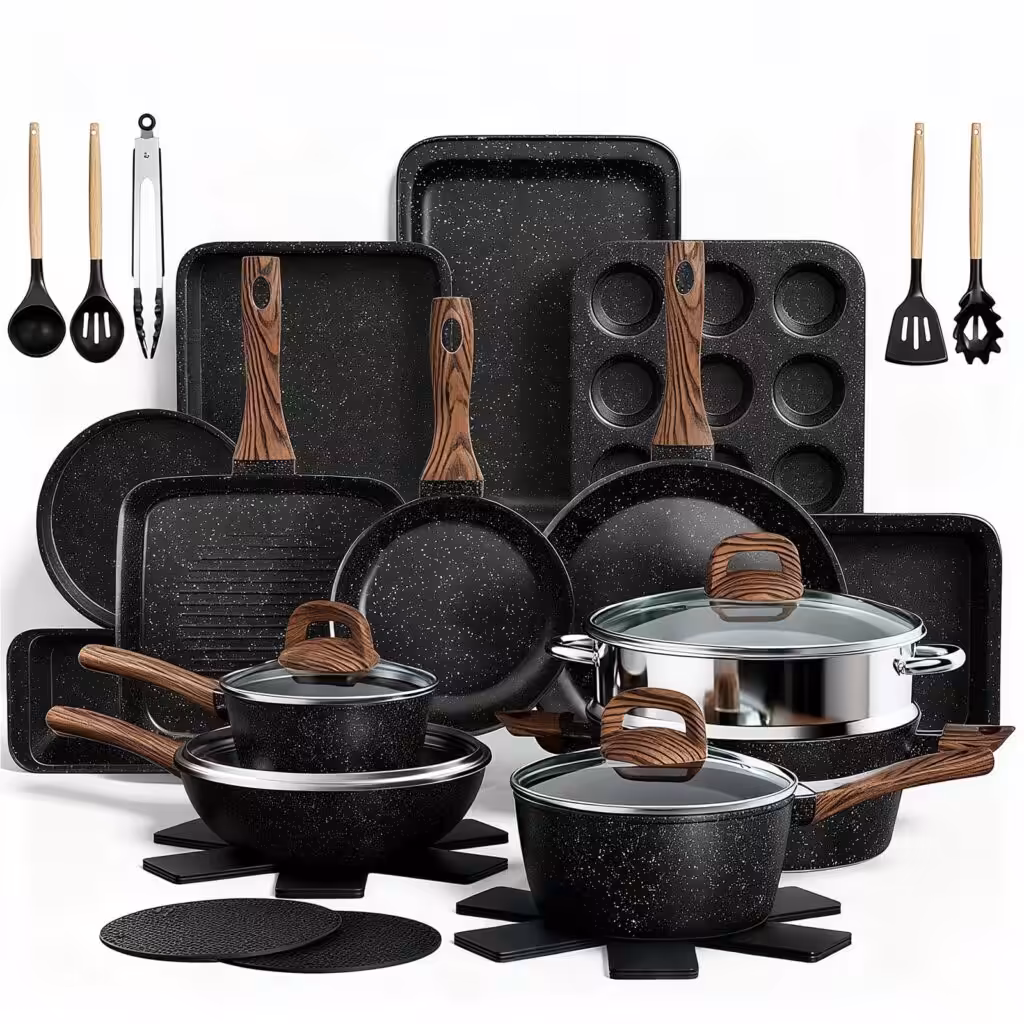 Pots and Pans Set Non Stick, 31 Piece Kitchen Induction Cookware & Bakeware Set