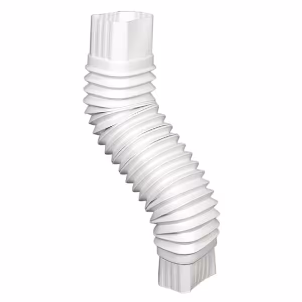 Rocky Mountain Goods Flexible Downspout Elbow – White 2x3 Gutter Elbow Extension for K-Style Downspouts, Expands 8\