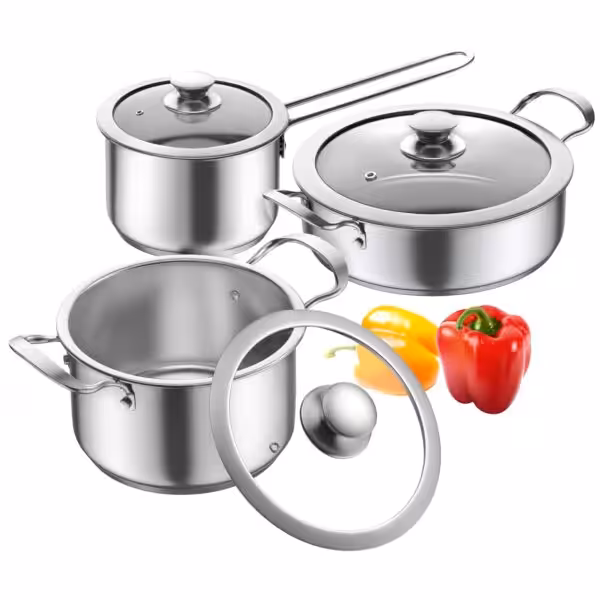 Stainless Steel pots and pans set, 6 PCS Nonstick Induction Cookware Set
