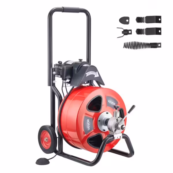 VEVOR Drain Cleaner Machine 100 FT x 3/4 Inch Auto Feed Sewer Snake Auger