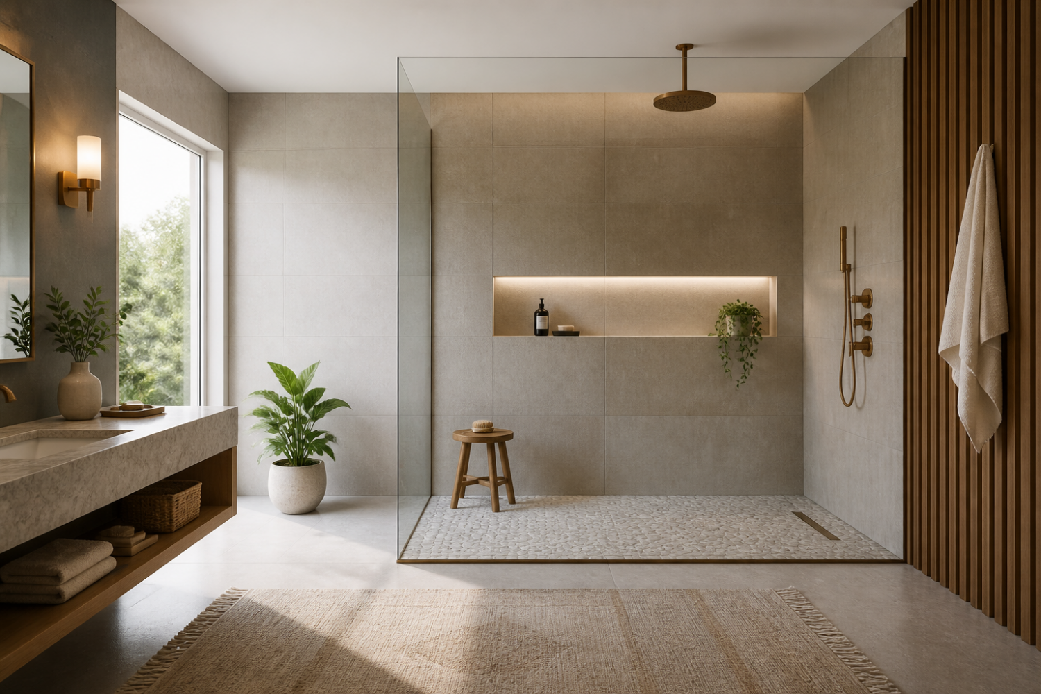 doorless walk in shower ideas