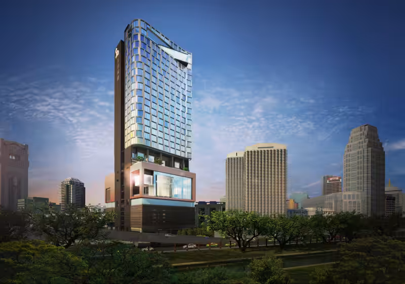 A modern hotel design showcasing urban architecture.