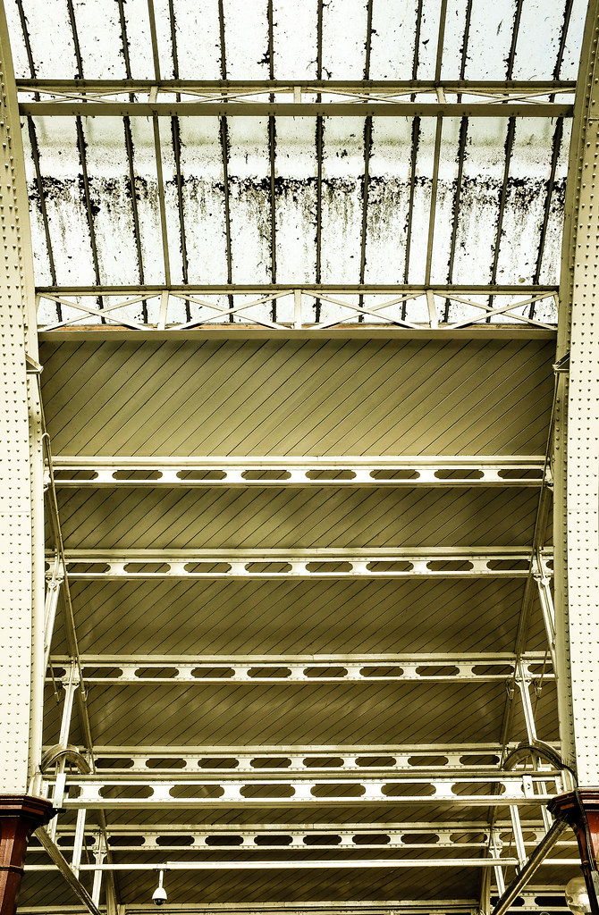 A contemporary view of the roof at Green Park station in Bath, illustrating modern roofing techniques.