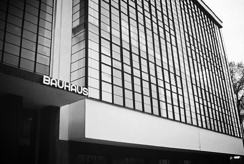 The Bauhaus Dessau exterior with rectangular forms and flat roof.