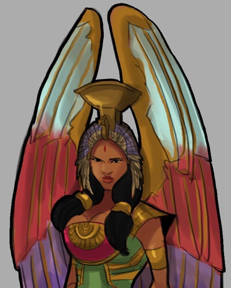 #nephthys #vudutarot #vudu #tarot #project #wings #goddess #egyptian #ankh #neteru #blackgirlmagic #art #artstagram #mythology