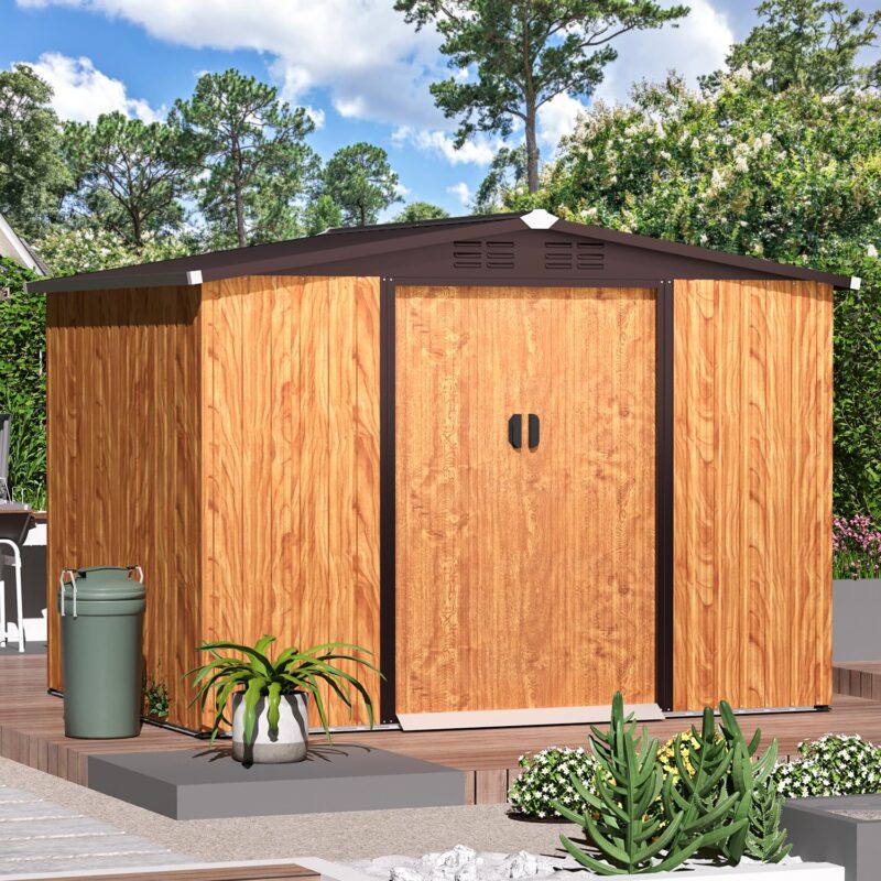 AECOJOY 6x8 galvanized steel outdoor shed