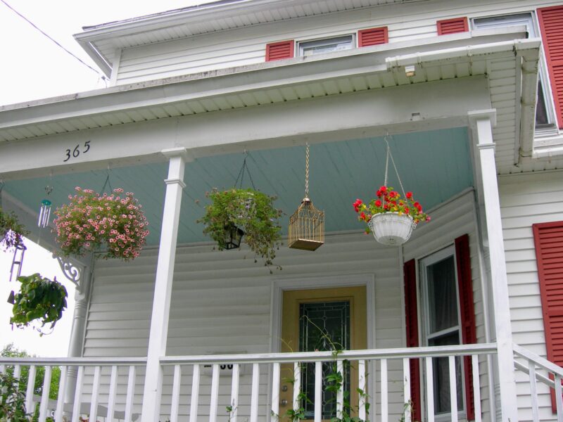 Haint blue Victorian porch ceiling