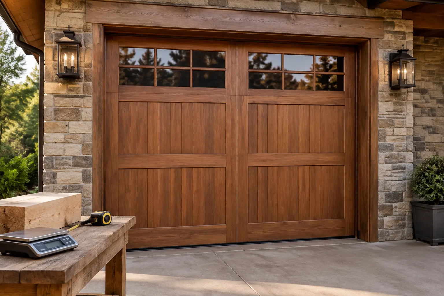 8x7 wood garage door weight