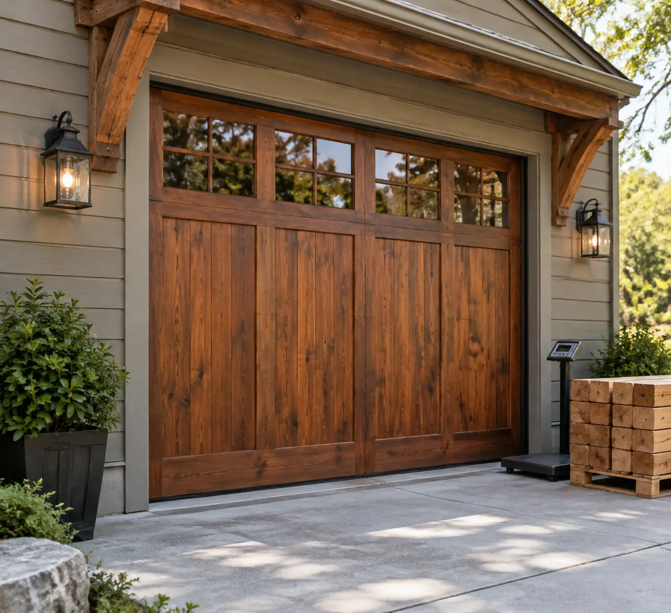8x7 wood garage door weight