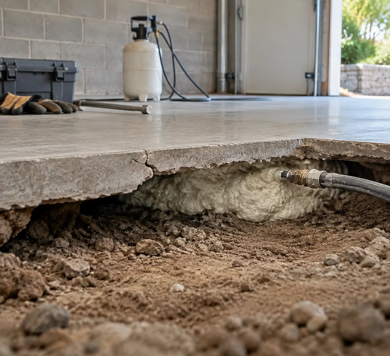 Concrete slab repair by professionals