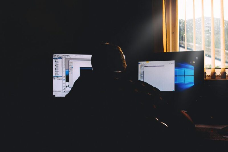 casement window double computer screen